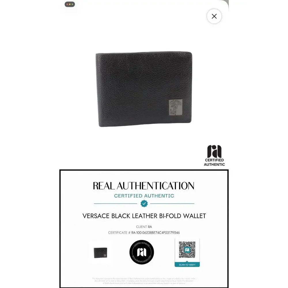 Versace Collection Black Pebbled Leather Bifold Wallet Medusa Auth Box